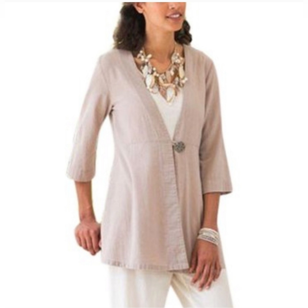 Soft Surroundings Benedetta Gauze Kimono Cardigan Topper Cover-up Top M New